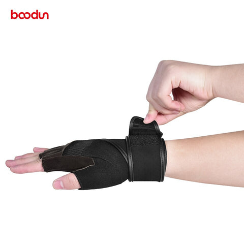 Boodun Buck Leather Gym Gloves Bodybuilding Weight Lifting Fitness Glove