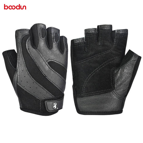 Genuine Leather Gym Weight Lifting Gloves